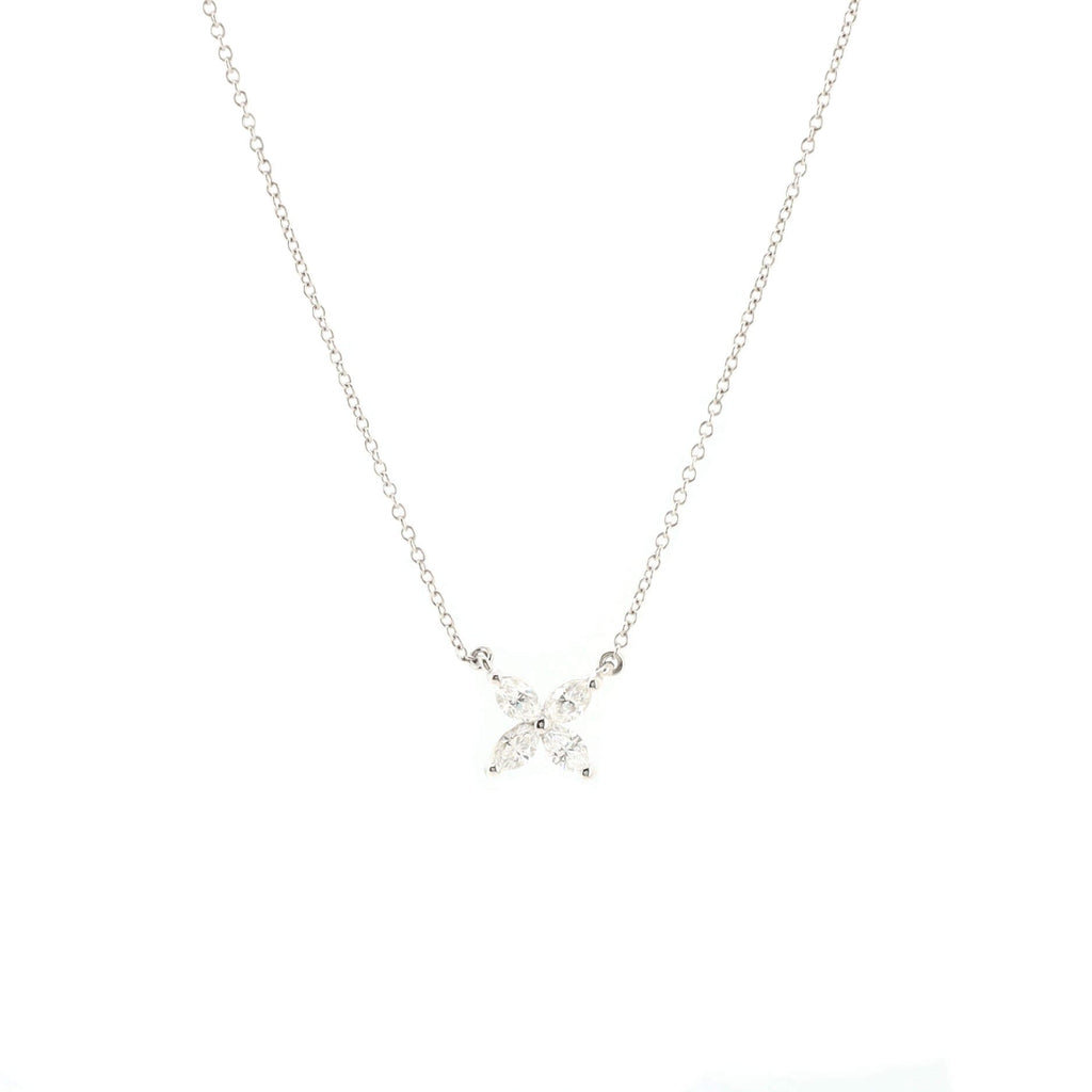 Victoria Pendant Necklace Platinum with Diamonds Medium