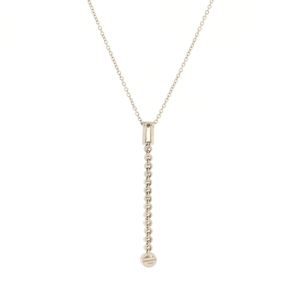 Jazz Drop Pendant Necklace Platinum with Baguette and Round Diamonds Long Platinum with Baguette and Round Diamonds Long
