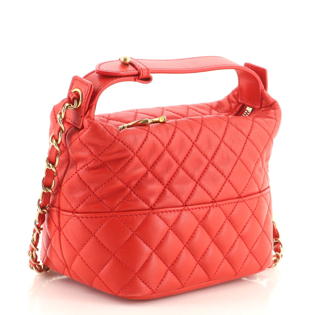CC Charm Zip Hobo Quilted Lambskin Mini