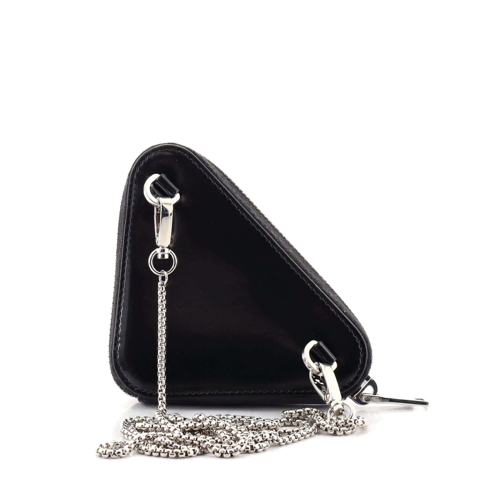 Triangle Pouch Bag with Chain Brushed Leather Mini