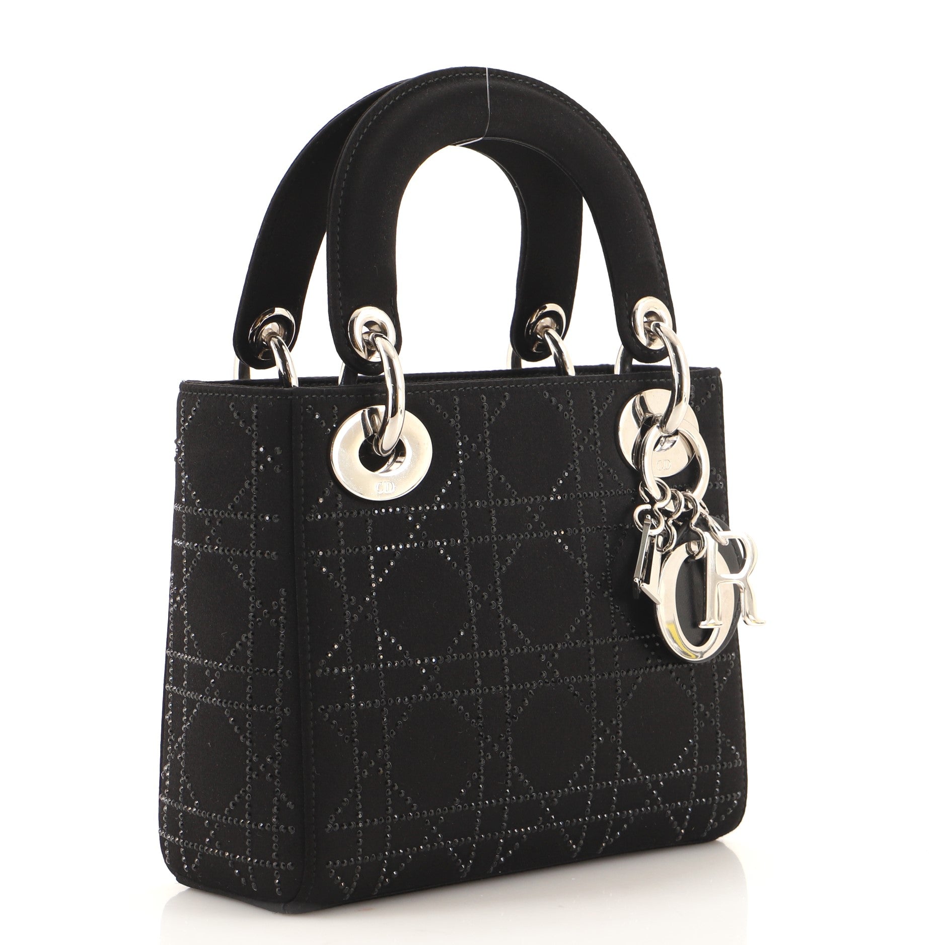 Lady Dior Bag Crystal Studded Cannage Quilt Satin Mini