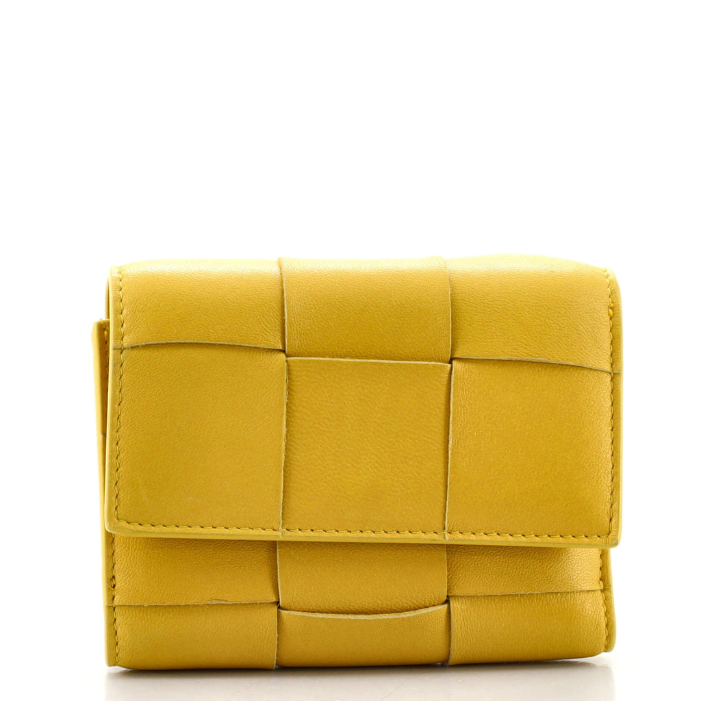 Trifold Wallet Maxi Intrecciato Leather Mini