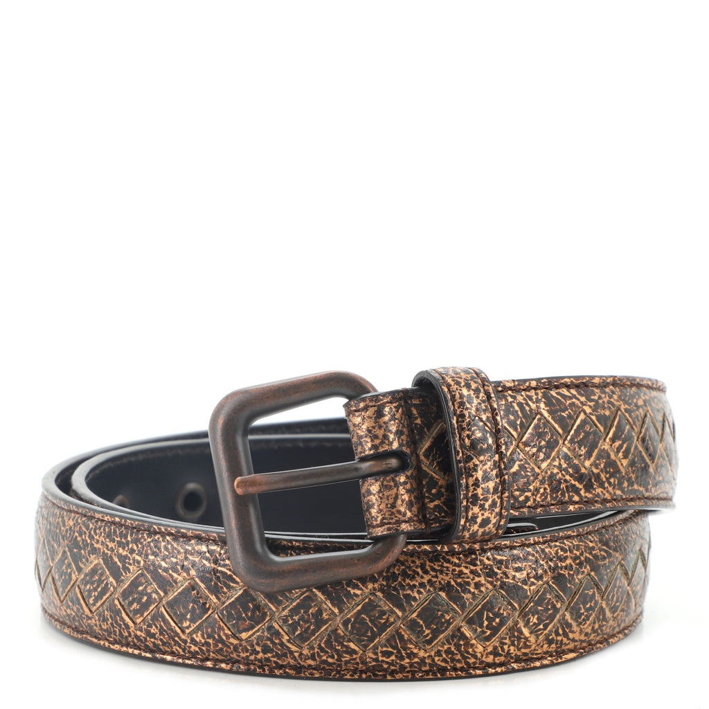 Belt Leather with Intrecciato Detail Wide 80