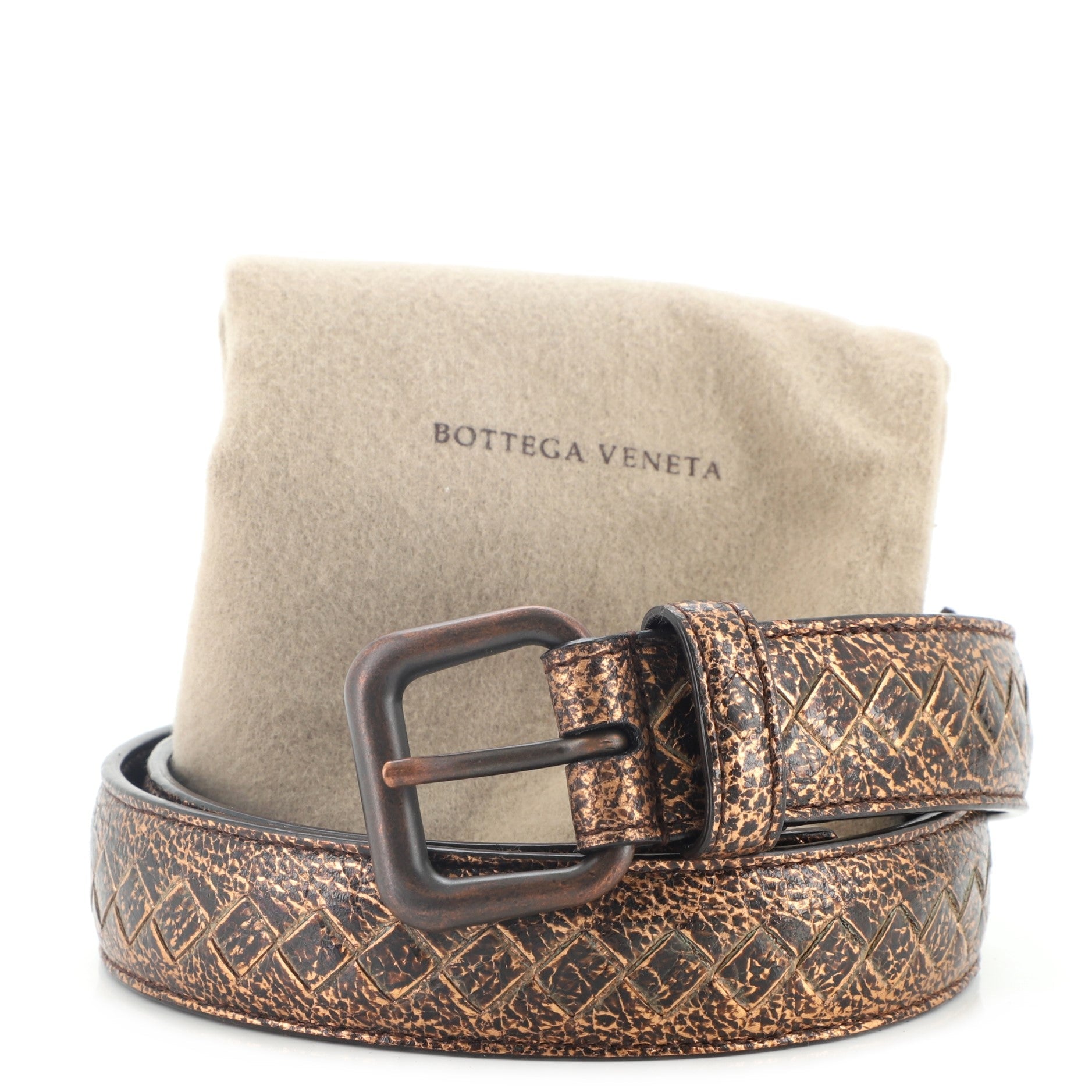 Belt Leather with Intrecciato Detail Wide 80