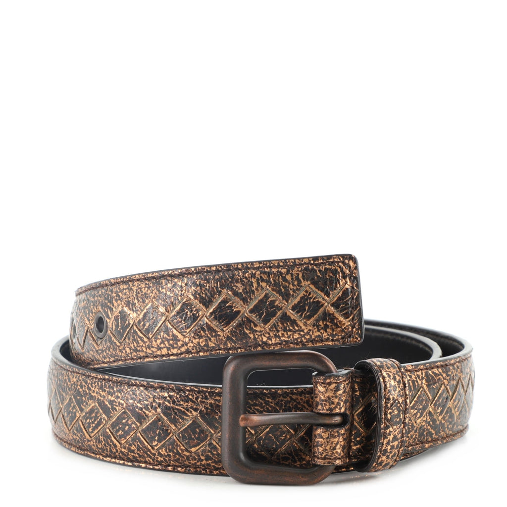 Belt Leather with Intrecciato Detail Wide 80