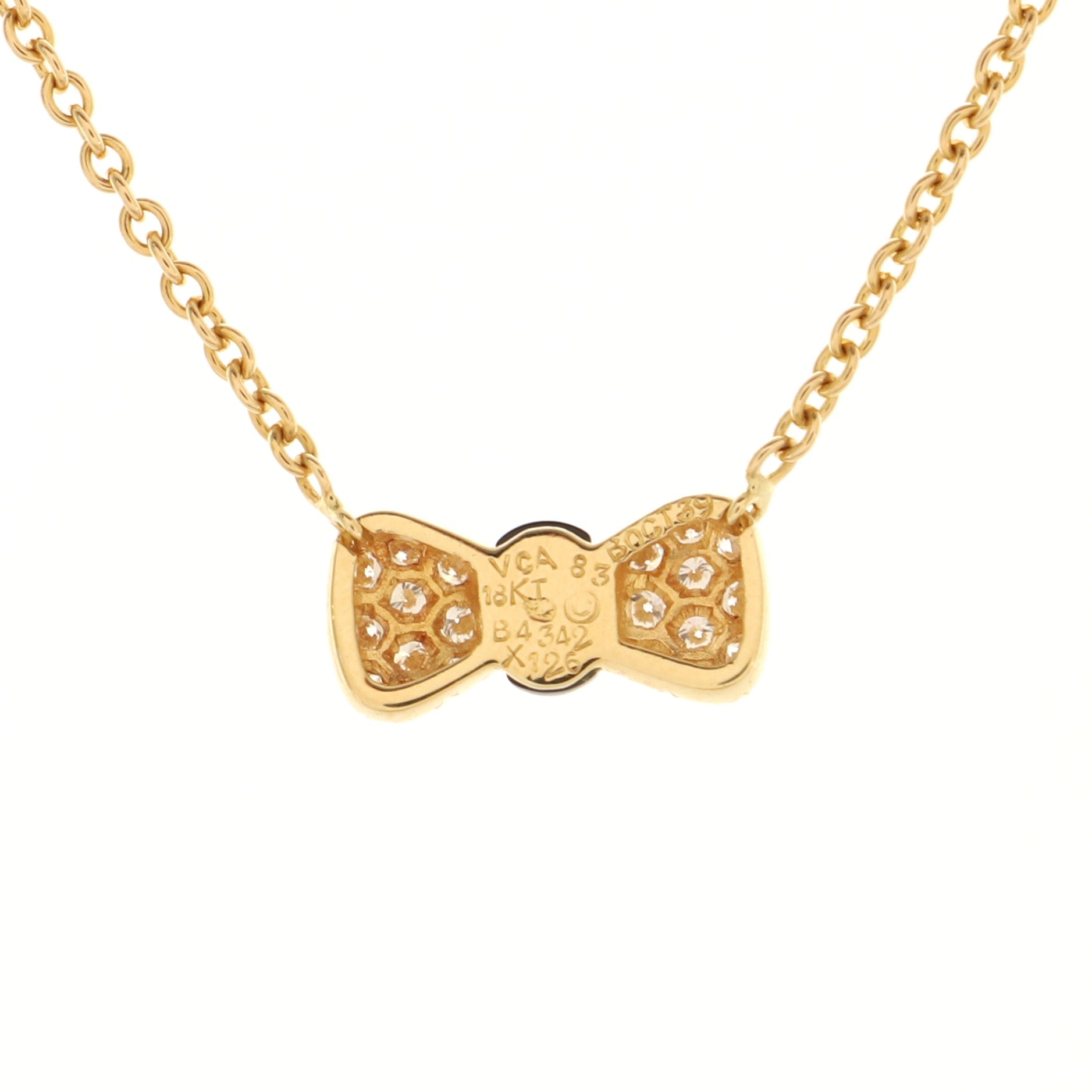 Bow Necklace 18K Yellow Gold with Onyx and Diamonds