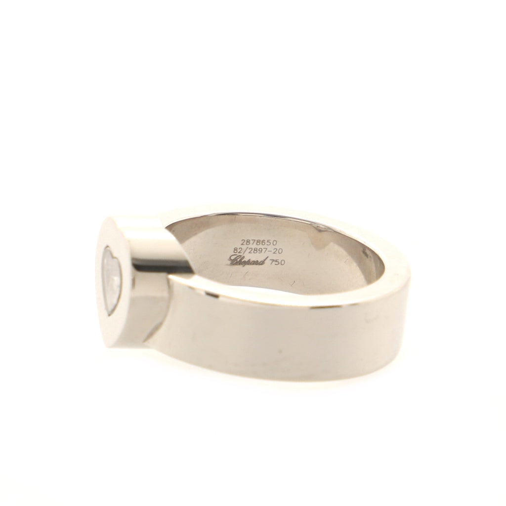 Happy Diamonds 1 Diamond Heart Ring 18K White Gold with 1 Floating Diamond