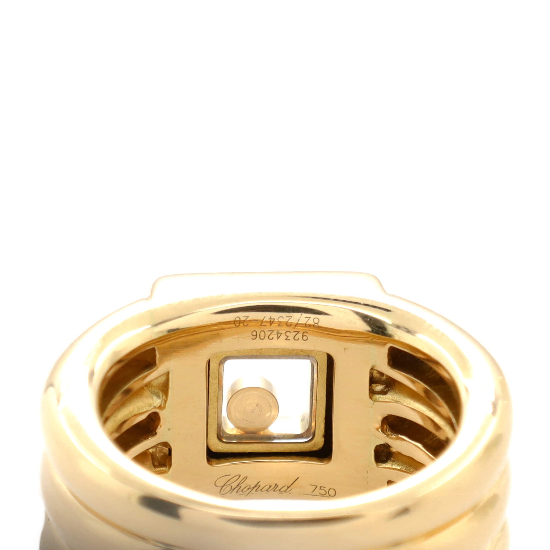Happy Diamonds Square Ring 18K Yellow Gold with Floating Diamonds