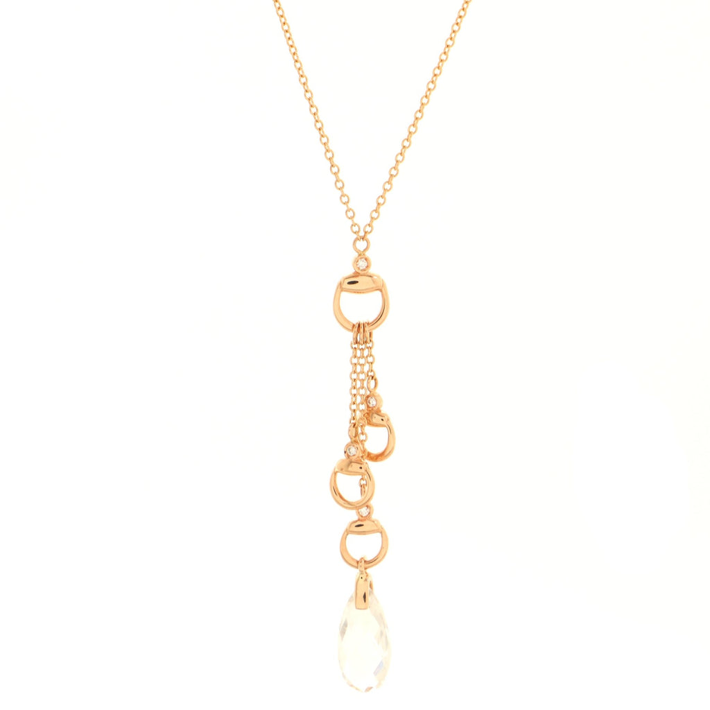 Horsebit Necklace 18K Rose Gold with Diamonds and Topaz
