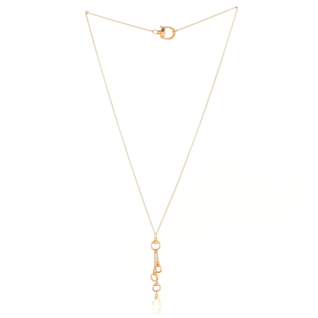Horsebit Necklace 18K Rose Gold with Diamonds and Topaz