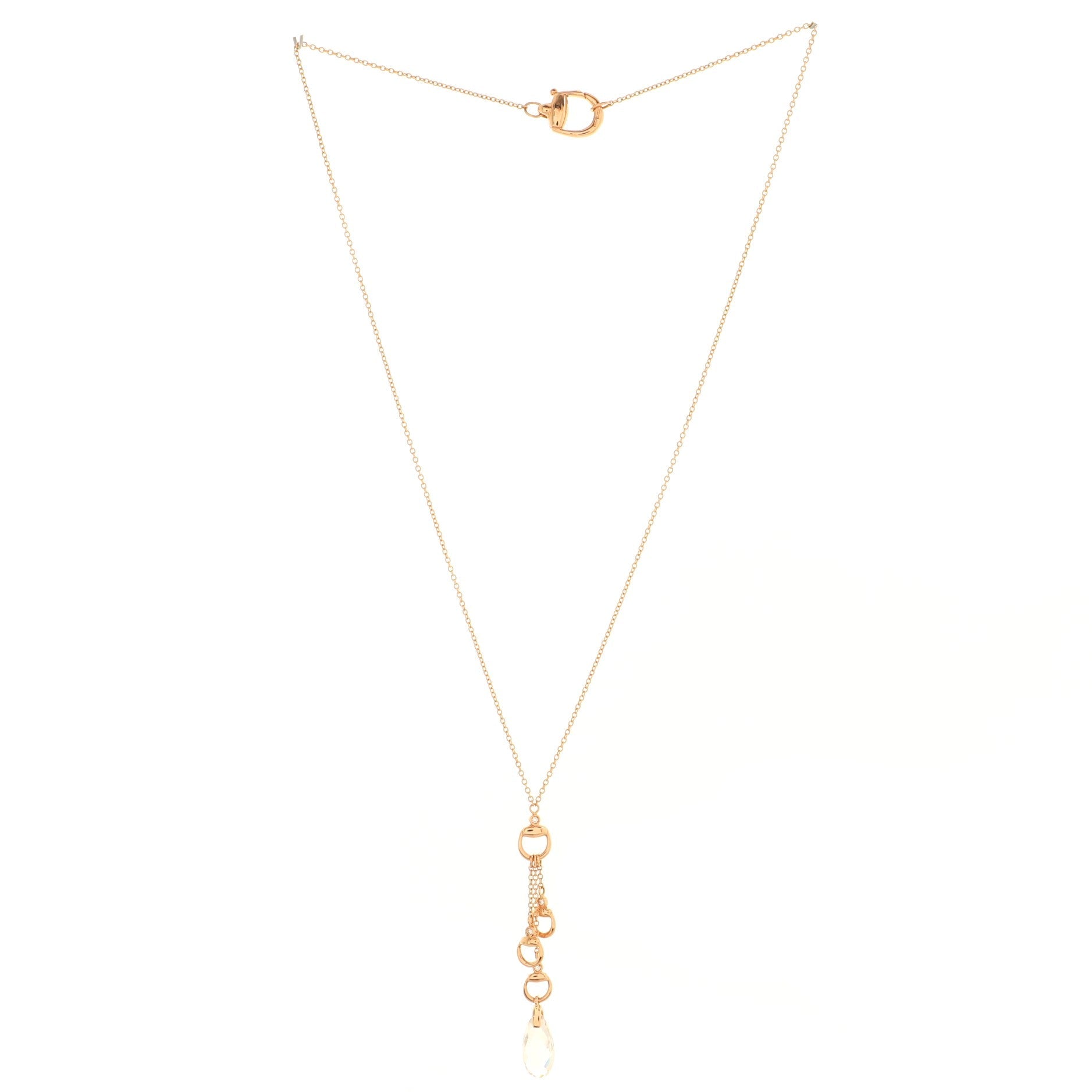 Horsebit Necklace 18K Rose Gold with Diamonds and Topaz