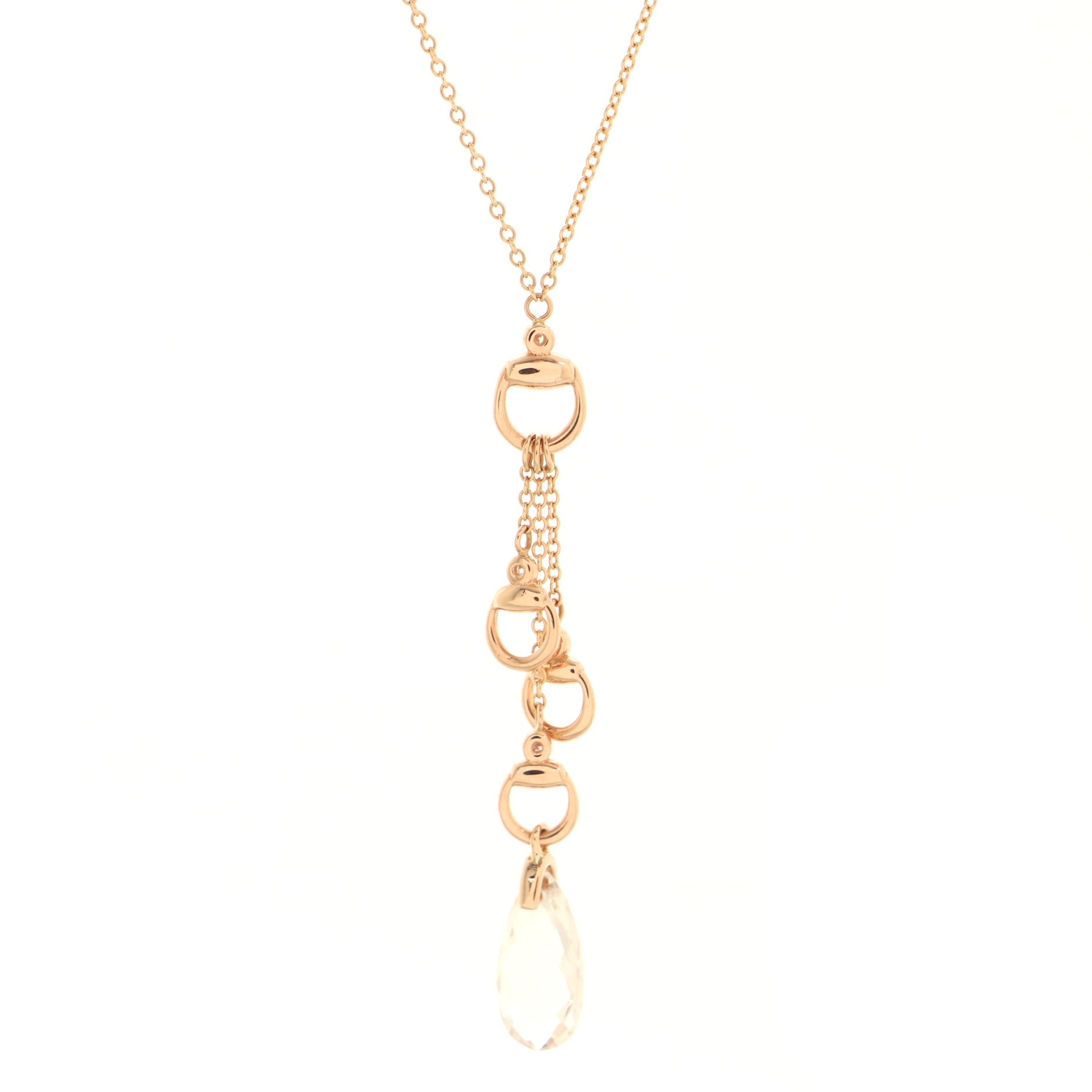Horsebit Necklace 18K Rose Gold with Diamonds and Topaz