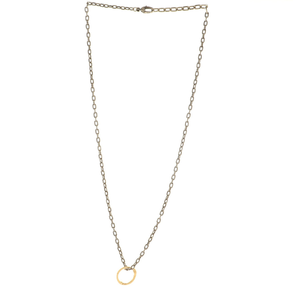 Snake Ring Pendant Necklace Sterling Silver and 18K Yellow Gold