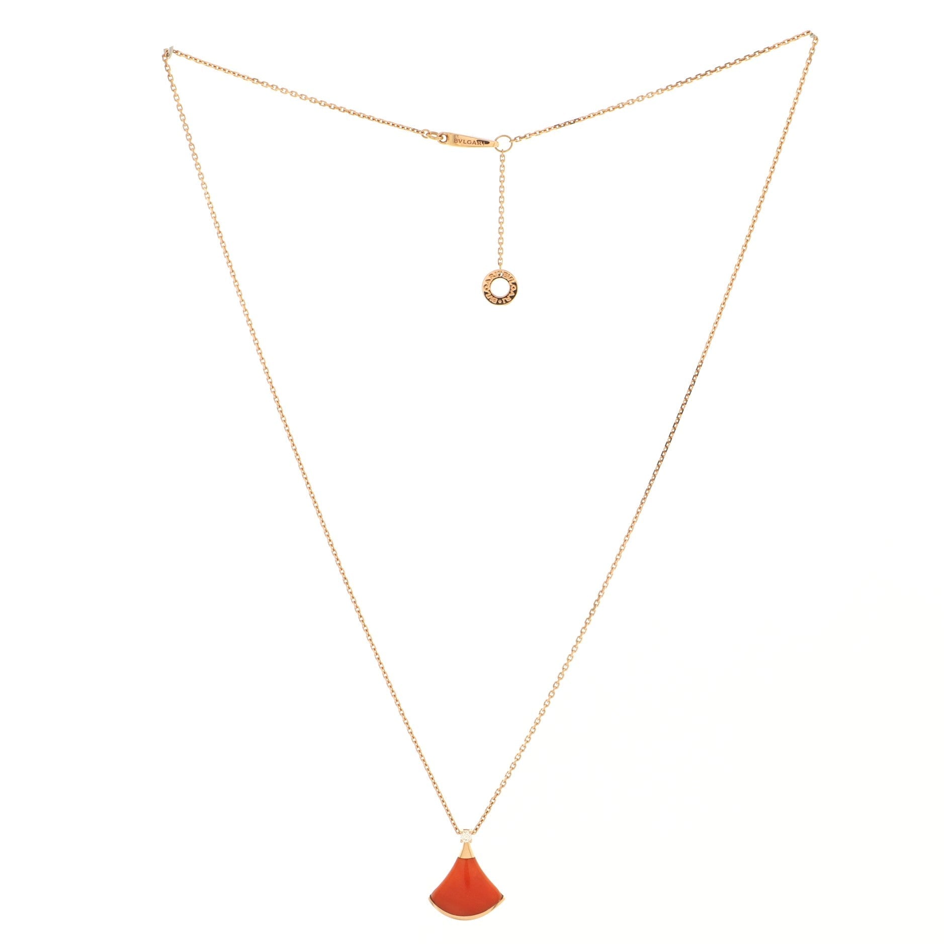 Diva's Dream Pendant Necklace 18K Rose Gold with Coral and Diamond Small