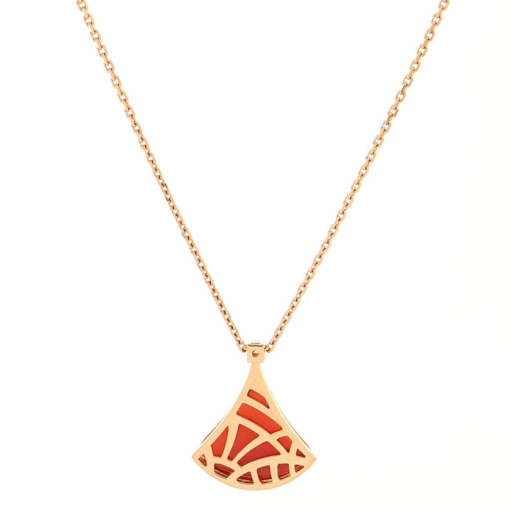 Diva's Dream Pendant Necklace 18K Rose Gold with Coral and Diamond Small