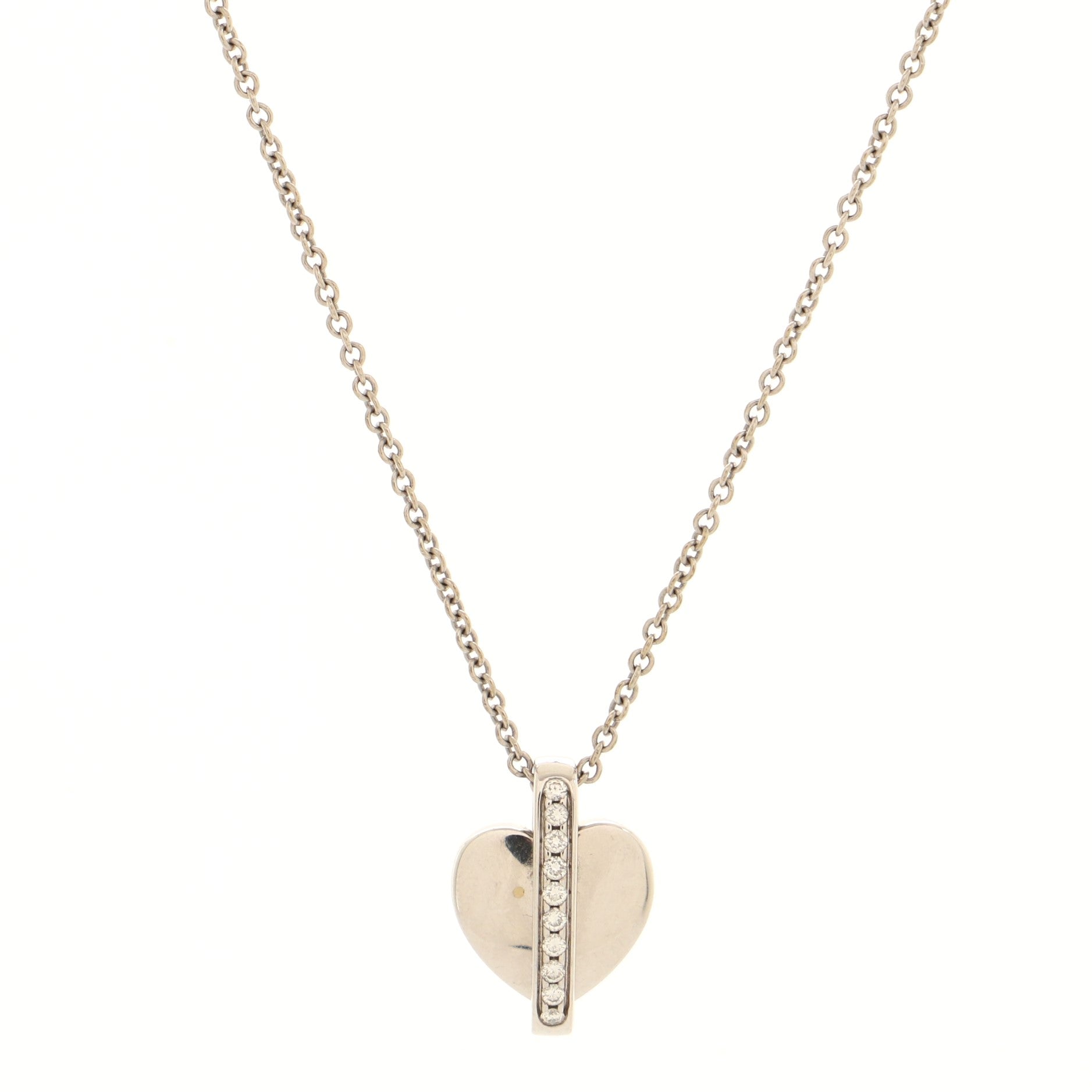 Swing Heart Necklace 18K White Gold with Diamonds