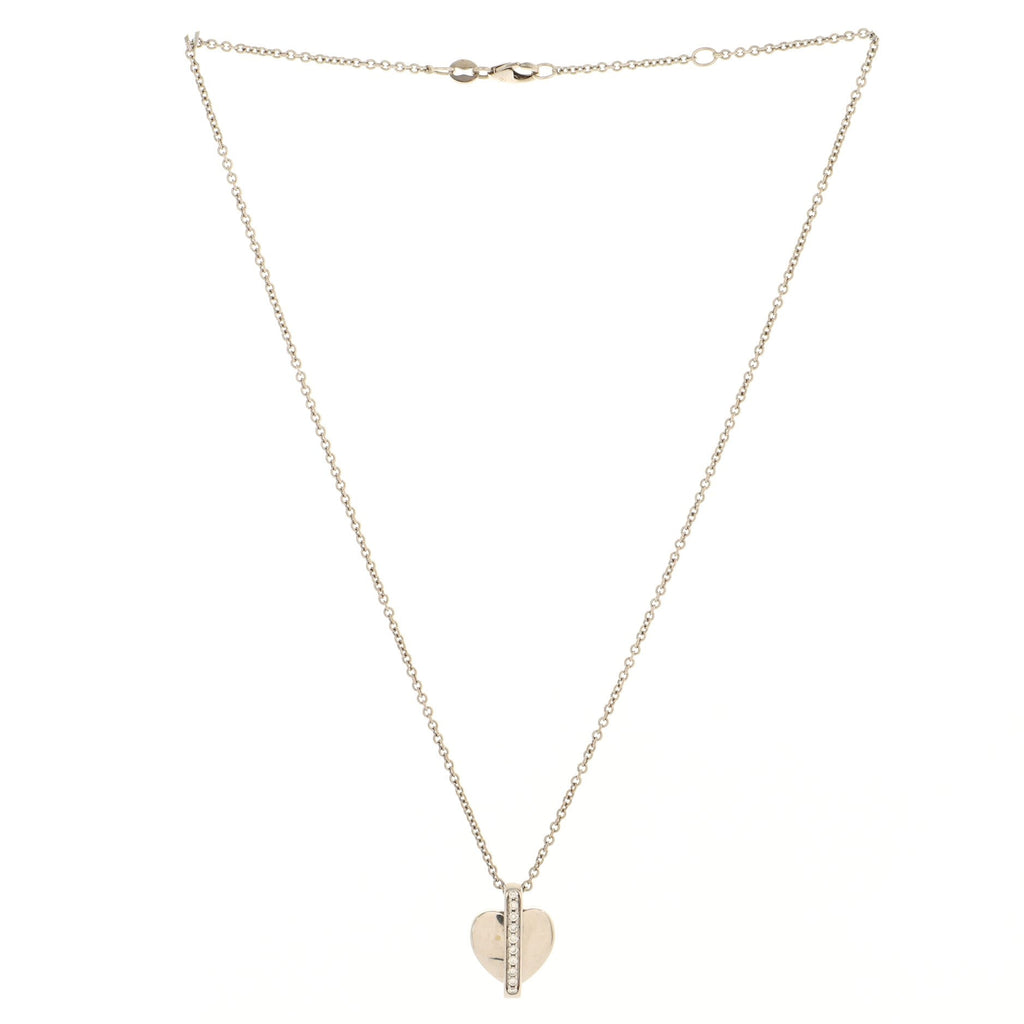 Swing Heart Necklace 18K White Gold with Diamonds