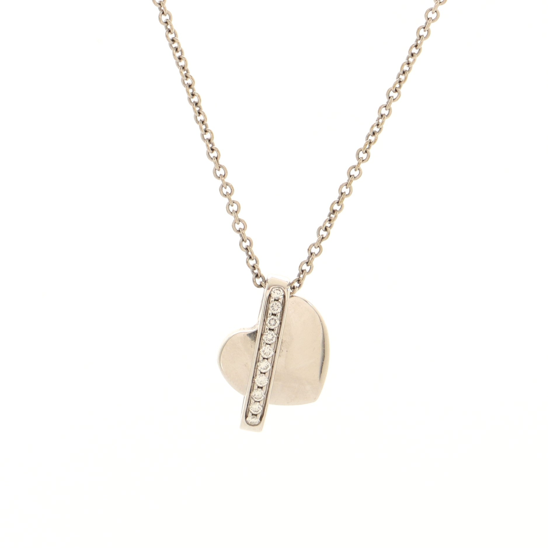 Swing Heart Necklace 18K White Gold with Diamonds