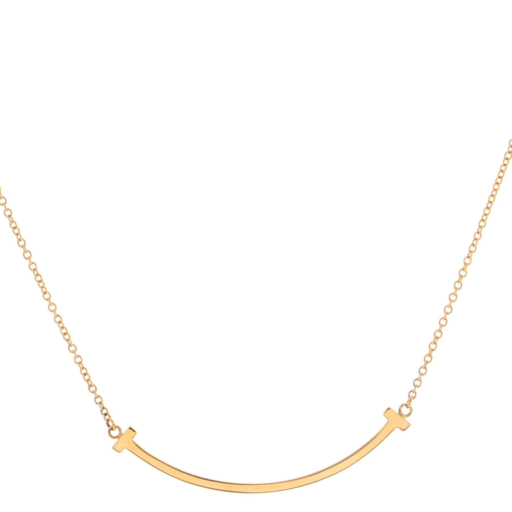 T Smile Pendant Necklace 18K Rose Gold Small