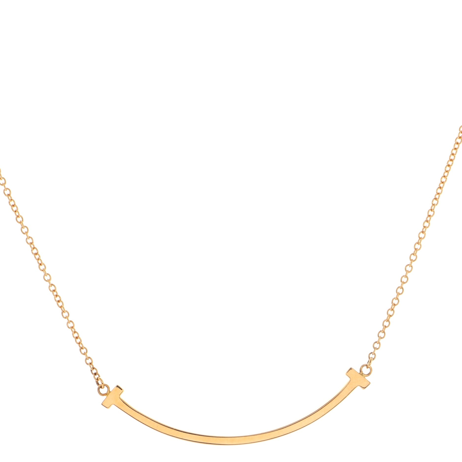 T Smile Pendant Necklace 18K Rose Gold Small