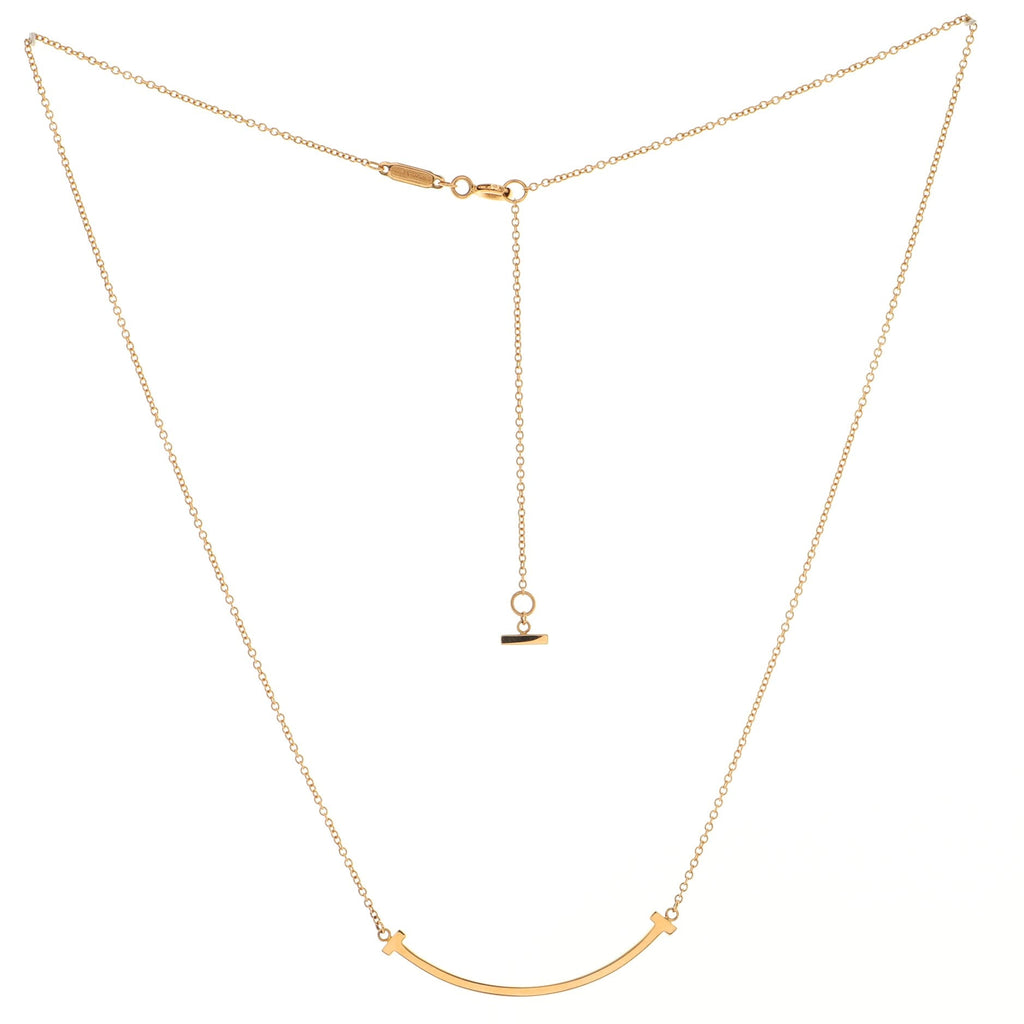 T Smile Pendant Necklace 18K Rose Gold Small