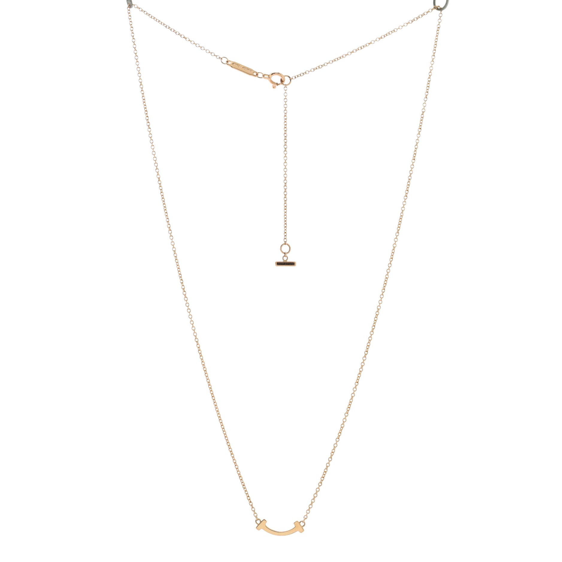 T Smile Pendant Necklace 18K Rose Gold Mini
