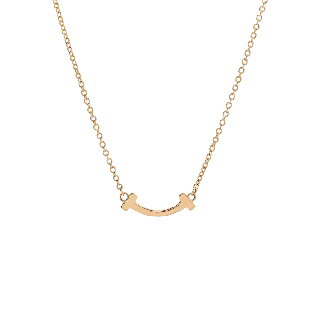 T Smile Pendant Necklace 18K Rose Gold Mini