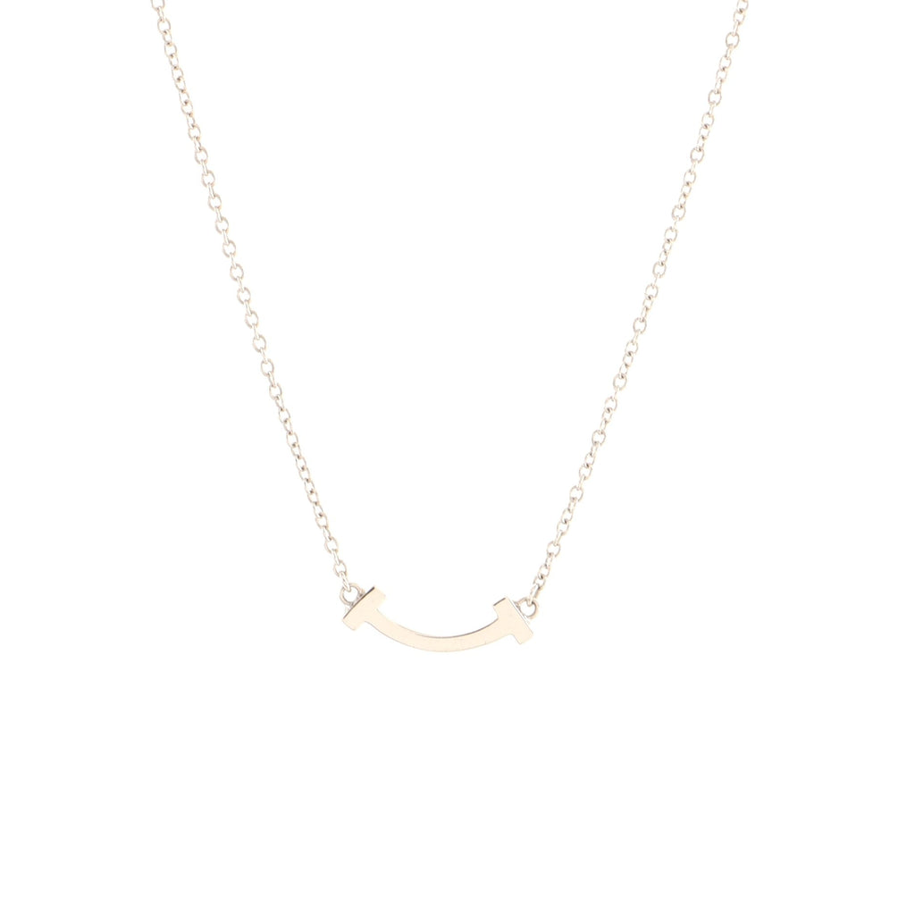 T Smile Pendant Necklace 18K White Gold Mini