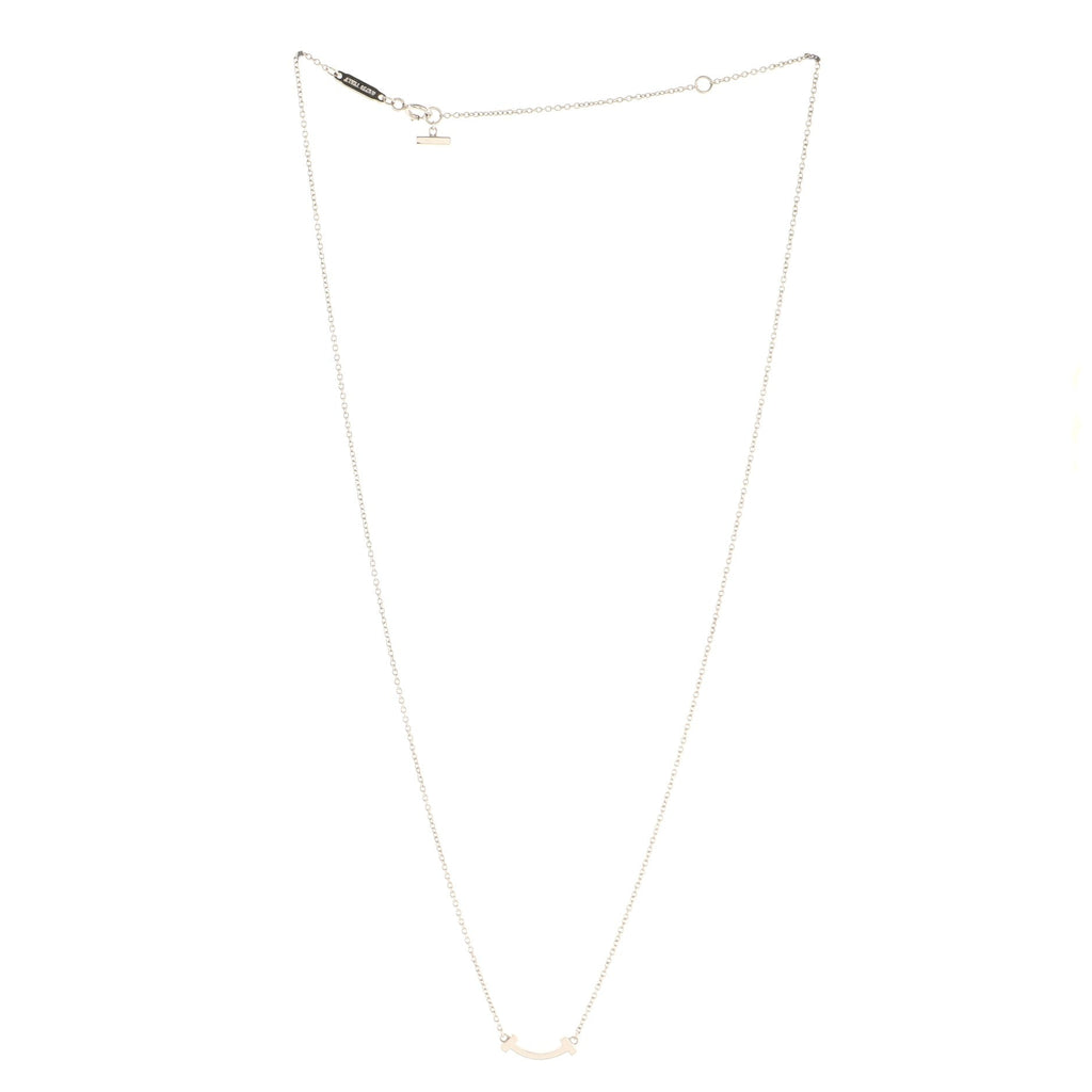 T Smile Pendant Necklace 18K White Gold Mini