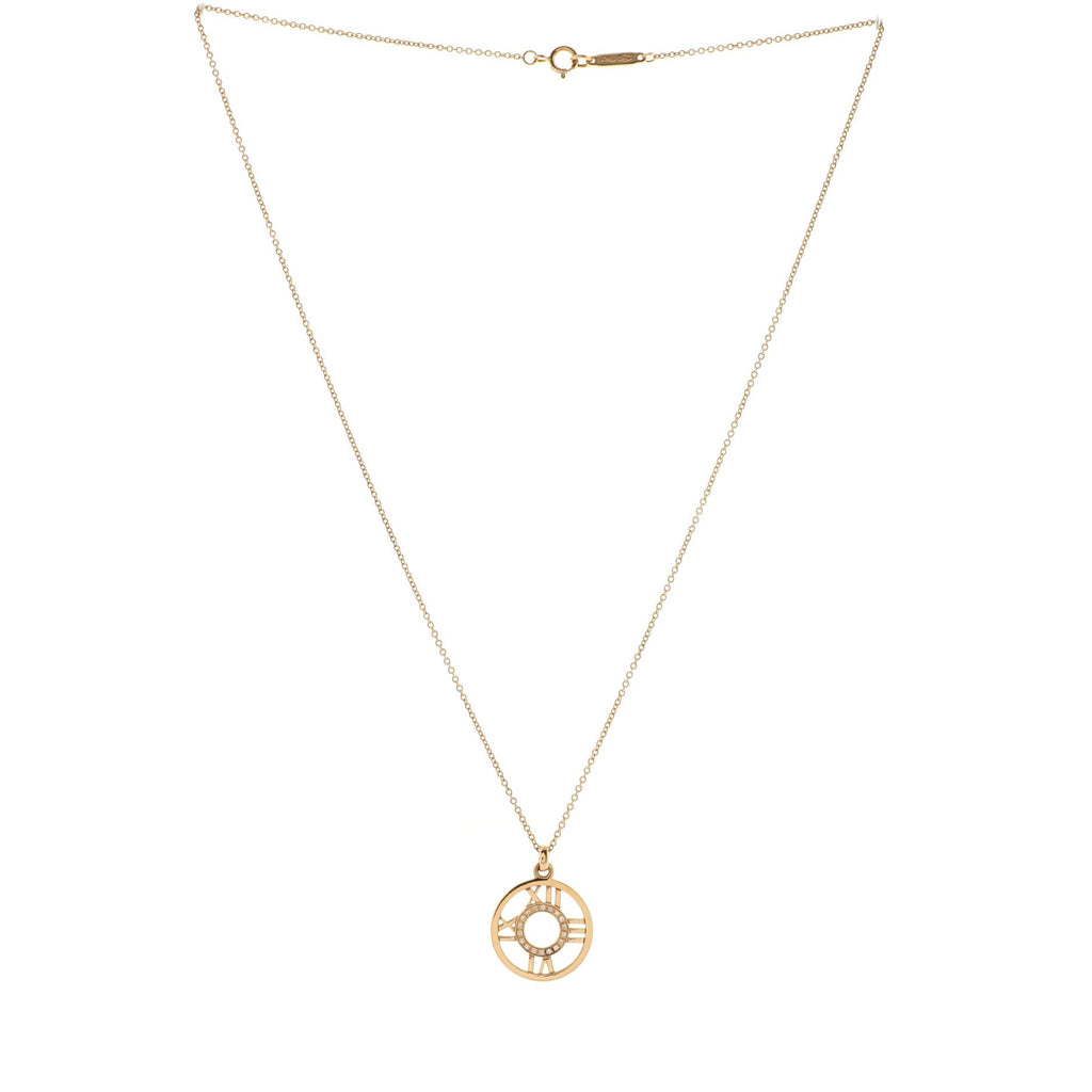 Atlas Open Medallion Pendant Necklace 18K Rose Gold with Diamonds Small