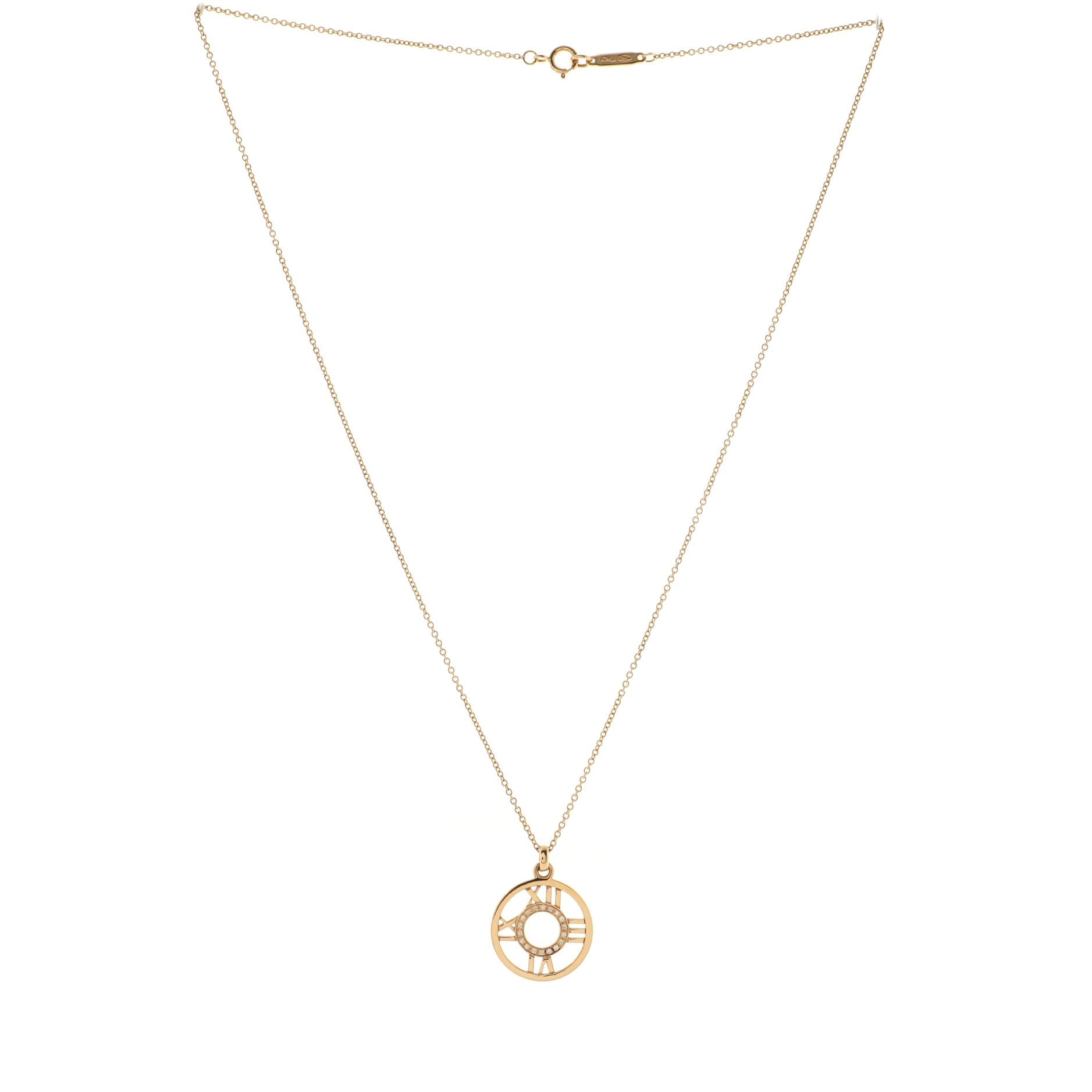 Atlas Open Medallion Pendant Necklace 18K Rose Gold with Diamonds Small