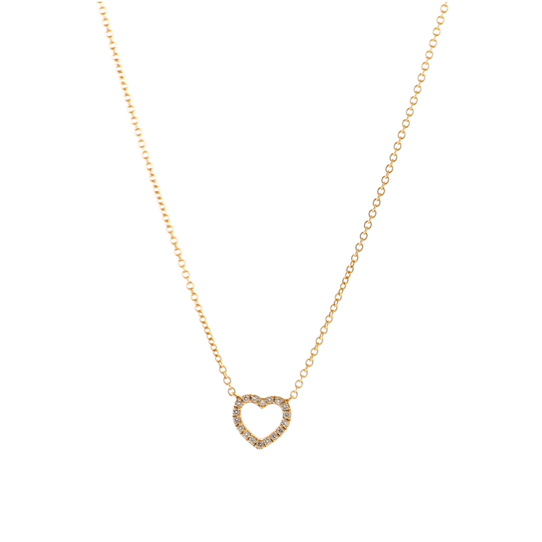 Metro Heart Pendant Necklace 18K Rose Gold and Diamonds Mini