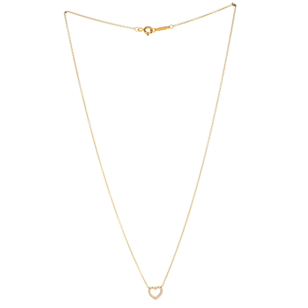 Metro Heart Pendant Necklace 18K Rose Gold and Diamonds Mini