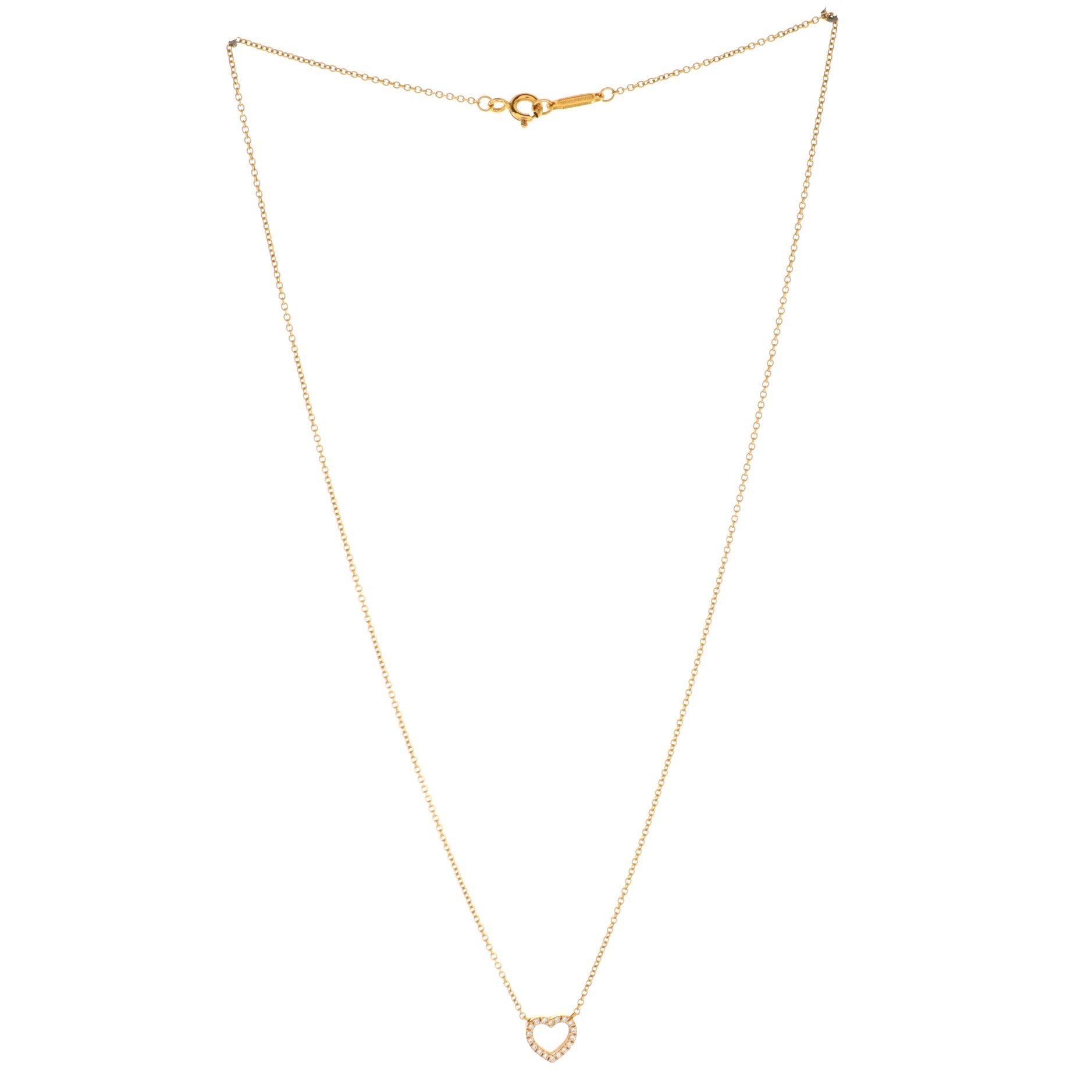 Metro Heart Pendant Necklace 18K Rose Gold and Diamonds Mini