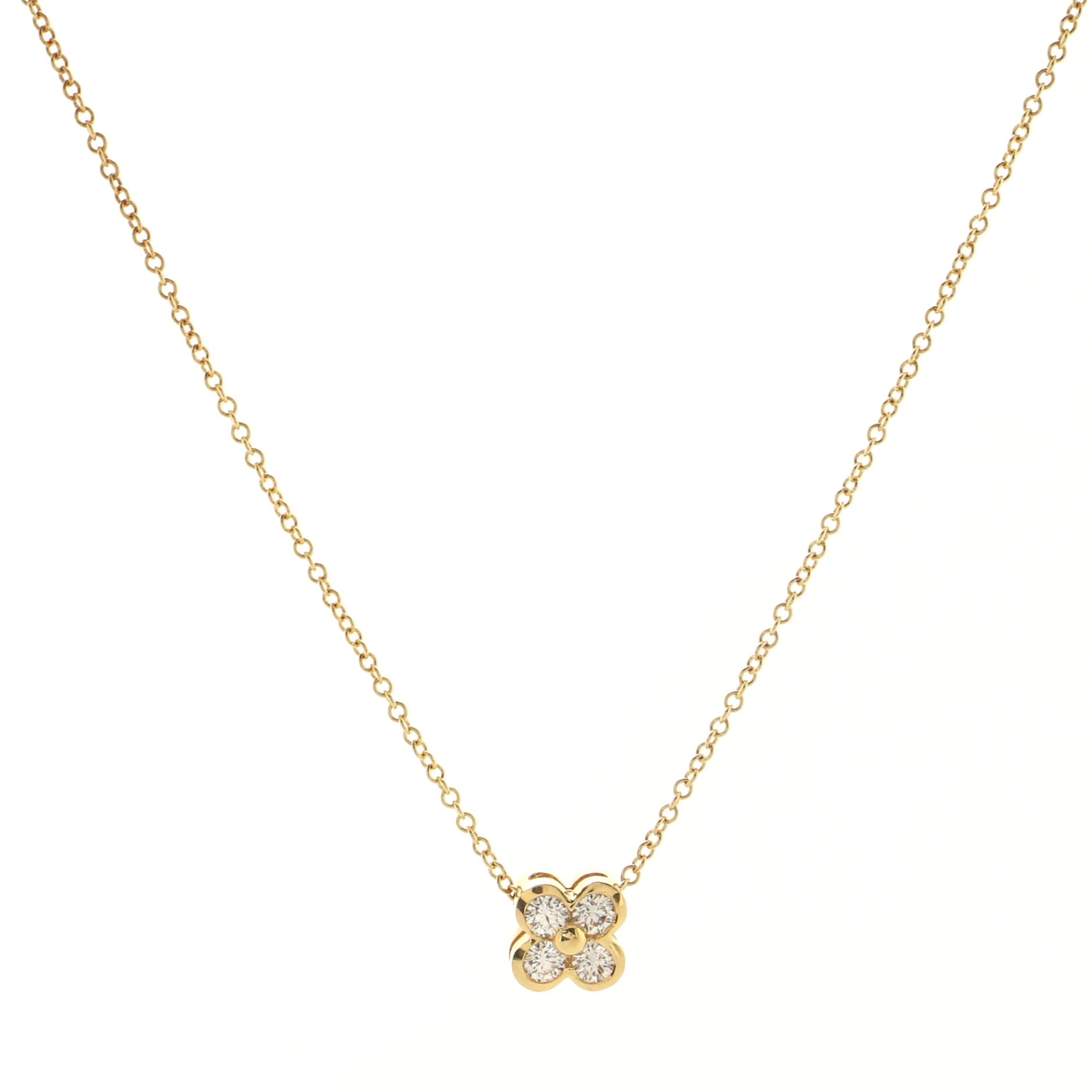 Flower Pendant Necklace 18K Yellow Gold with Diamonds
