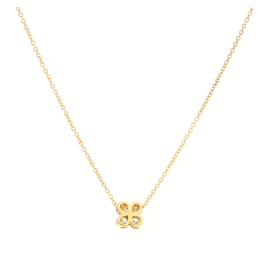 Flower Pendant Necklace 18K Yellow Gold with Diamonds