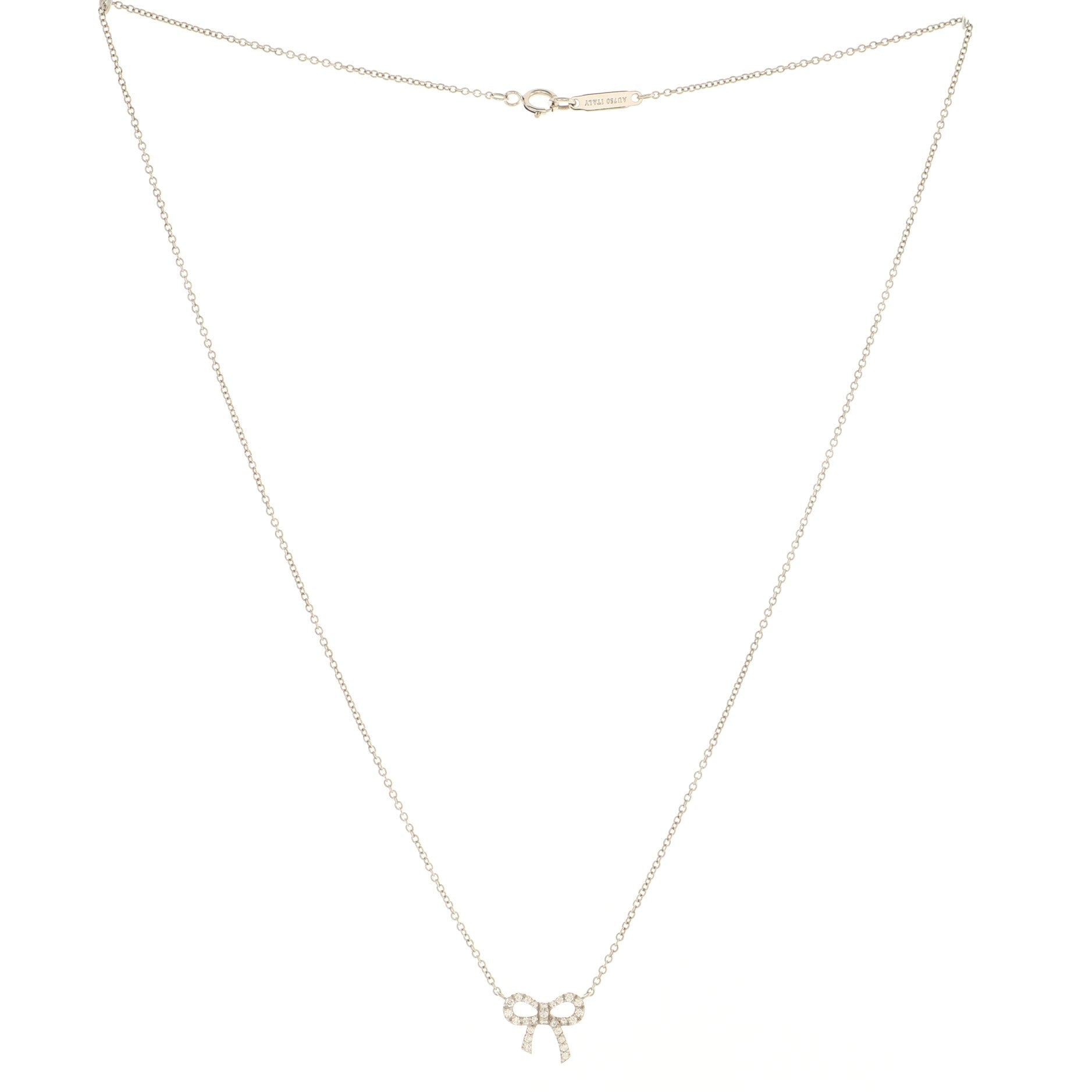 Bow Pendant Necklace 18K White Gold and Diamonds Mini