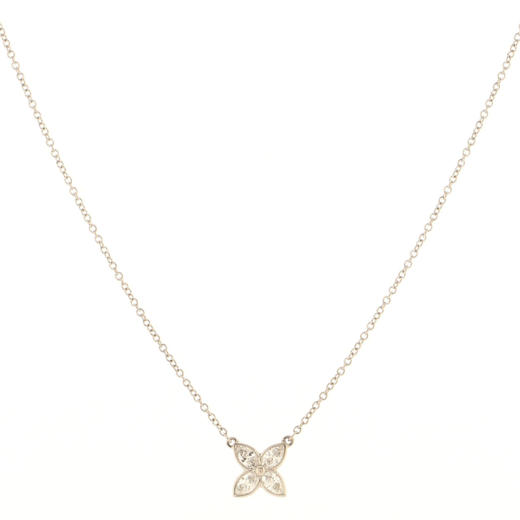 Bezel Set Victoria Pendant Necklace Platinum and Diamonds Small