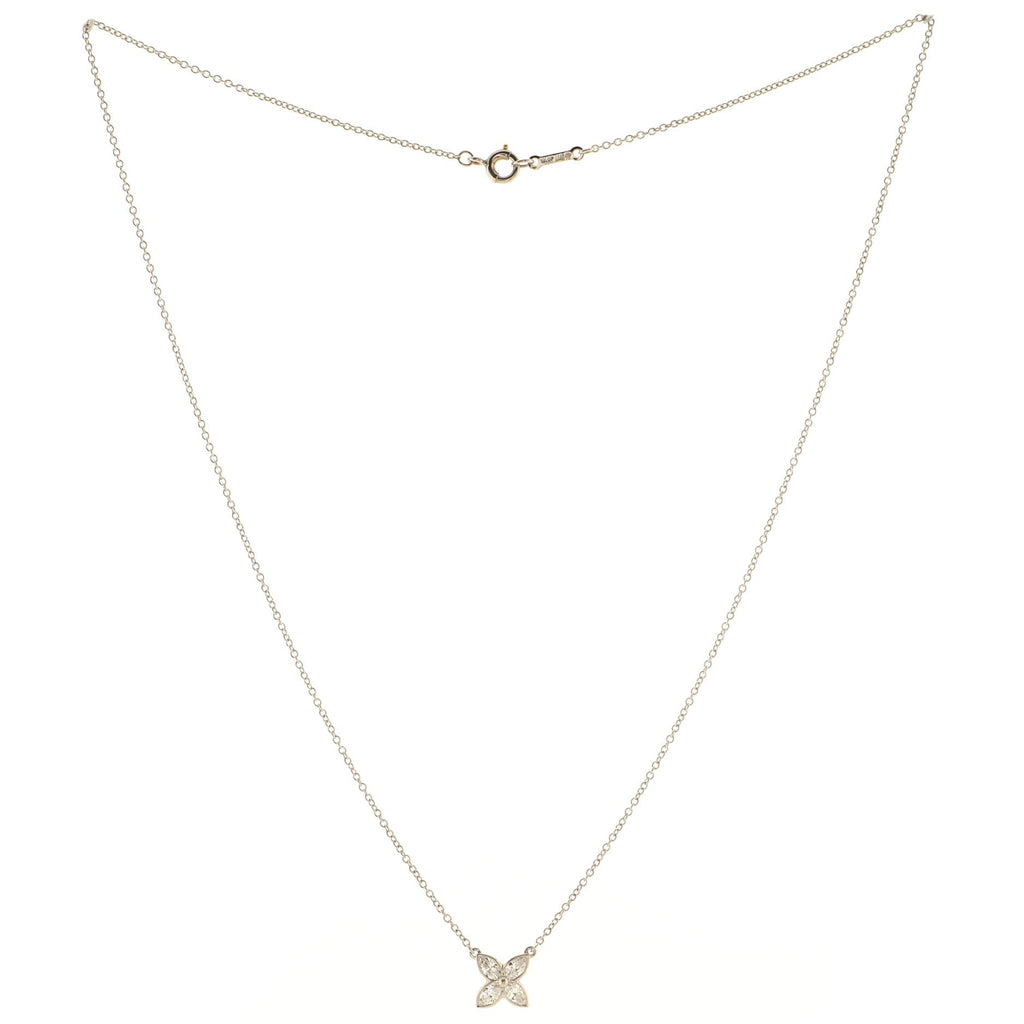 Bezel Set Victoria Pendant Necklace Platinum and Diamonds Small