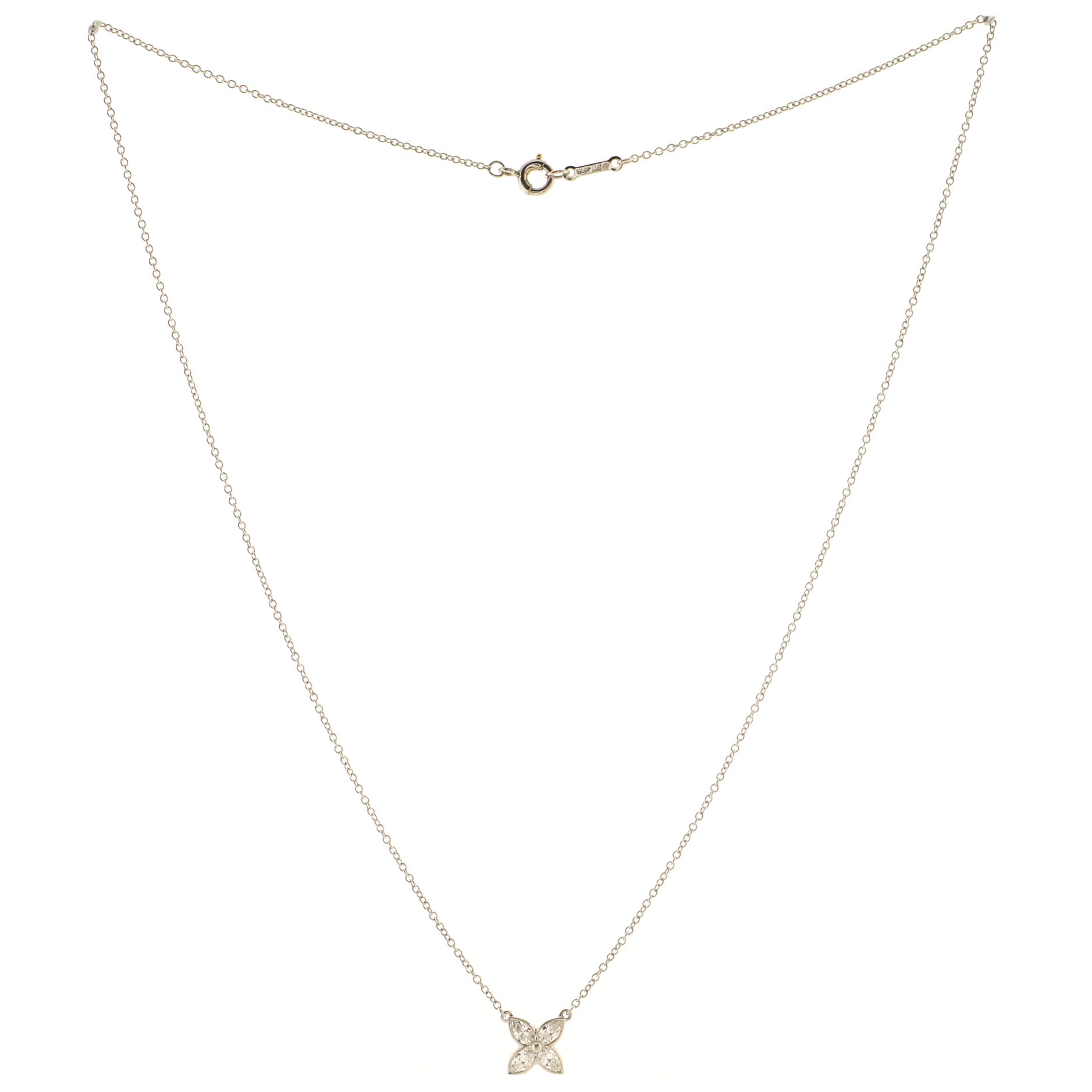 Bezel Set Victoria Pendant Necklace Platinum and Diamonds Small