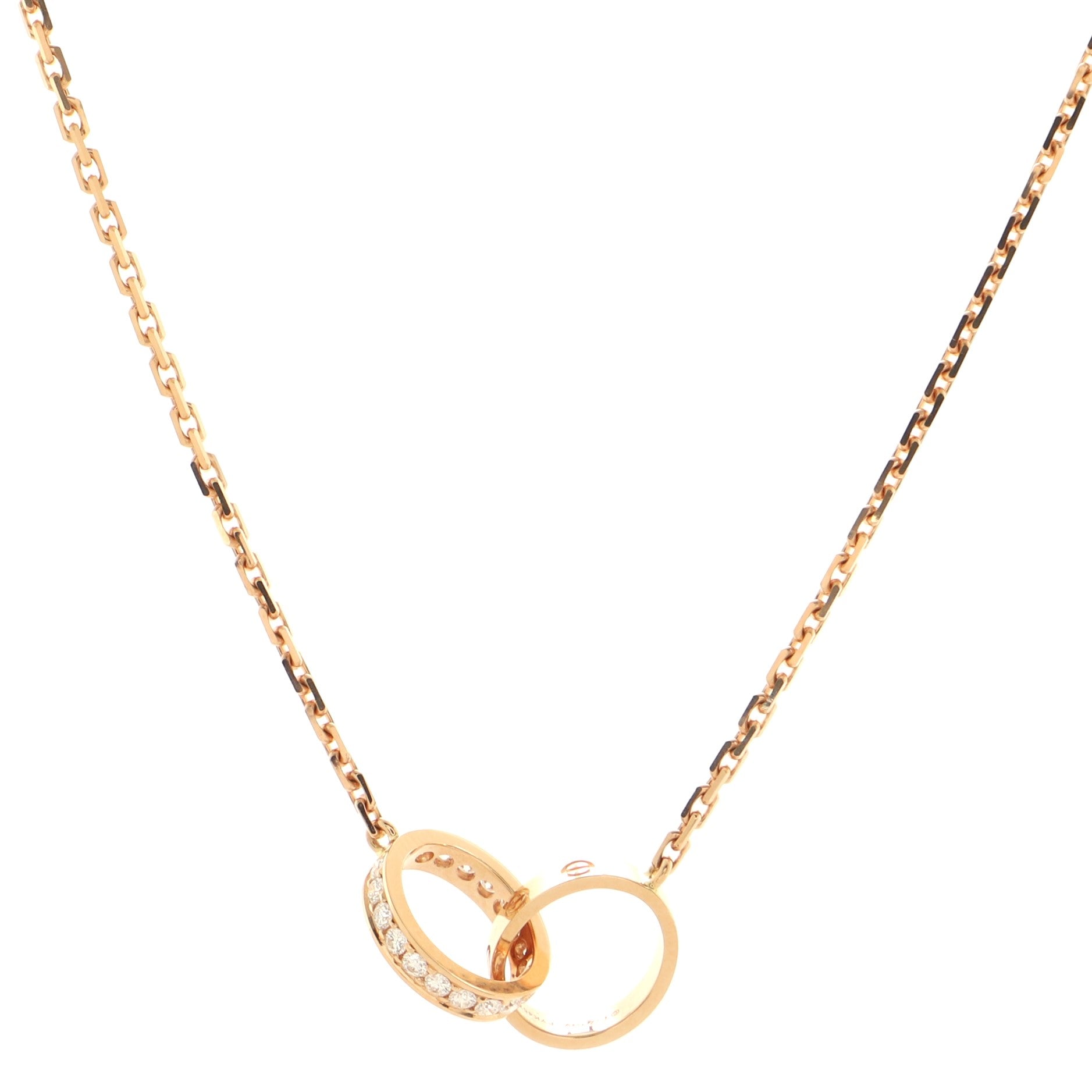 Love Interlocking Necklace 18K Rose Gold with Diamonds