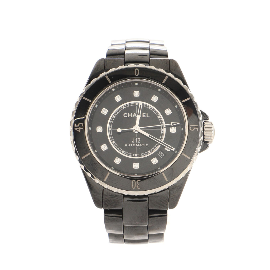 J12 Automatic Watch Ceramic and Stainless Steel with Diamond Markers 38