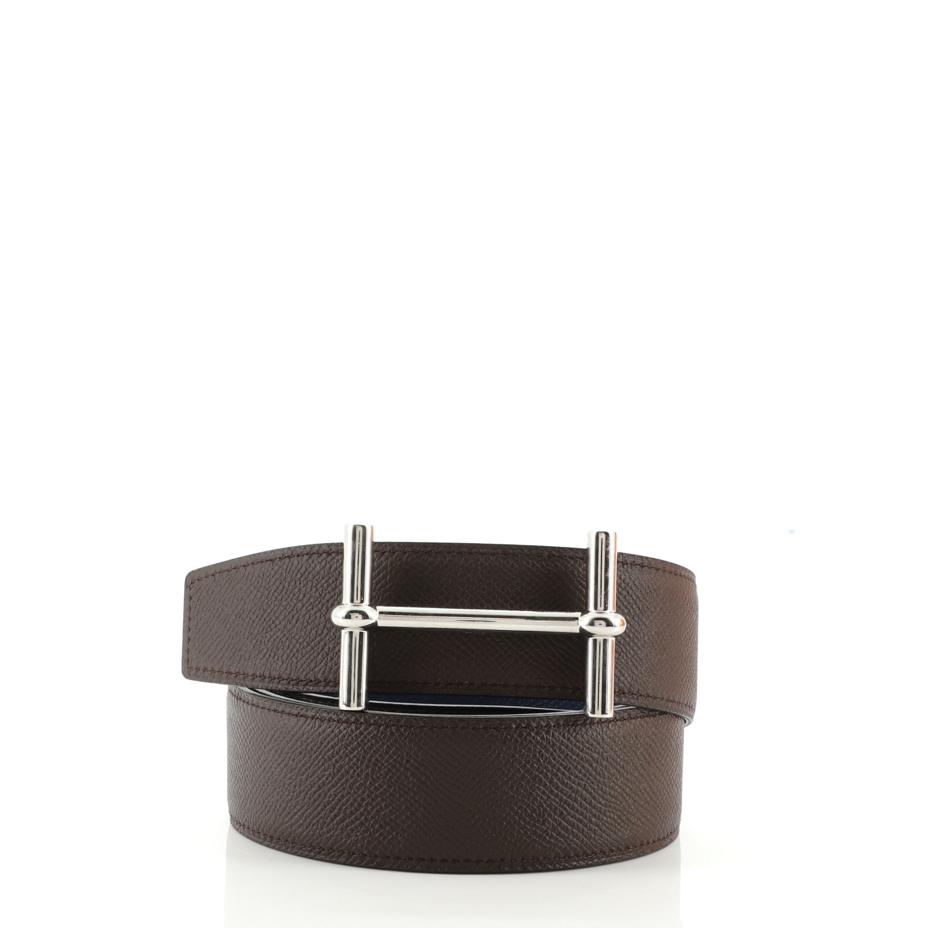 H d'Ancre Belt Buckle & Reversible strap Metal and Leather 100