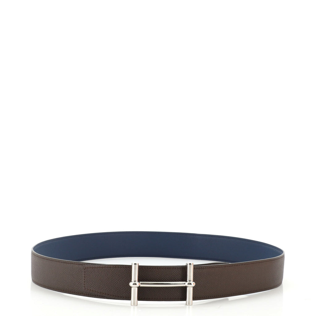H d'Ancre Belt Buckle & Reversible strap Metal and Leather 100