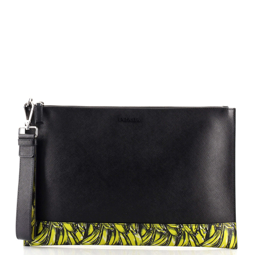 Wristlet Clutch Printed Saffiano Large