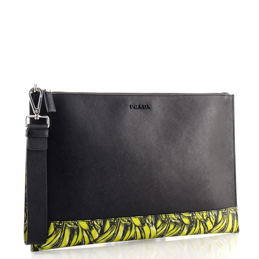 Wristlet Clutch Printed Saffiano Large