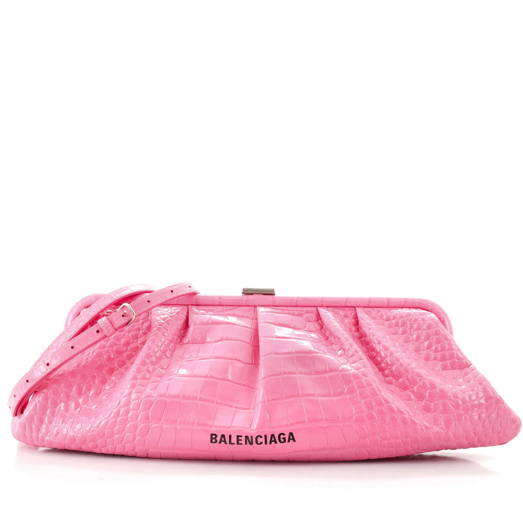 Cloud Clutch Crocodile Embossed Leather XL