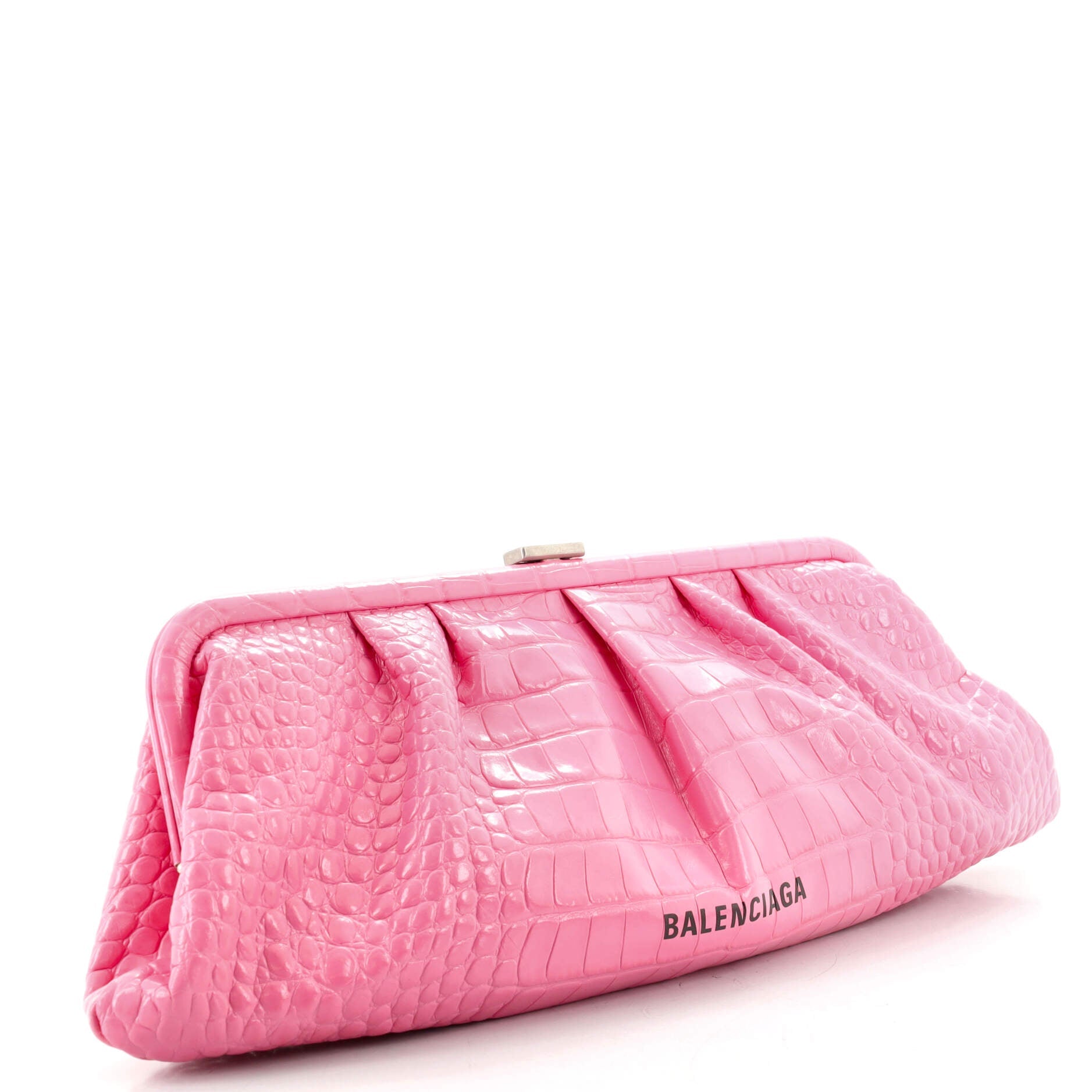 Cloud Clutch Crocodile Embossed Leather XL