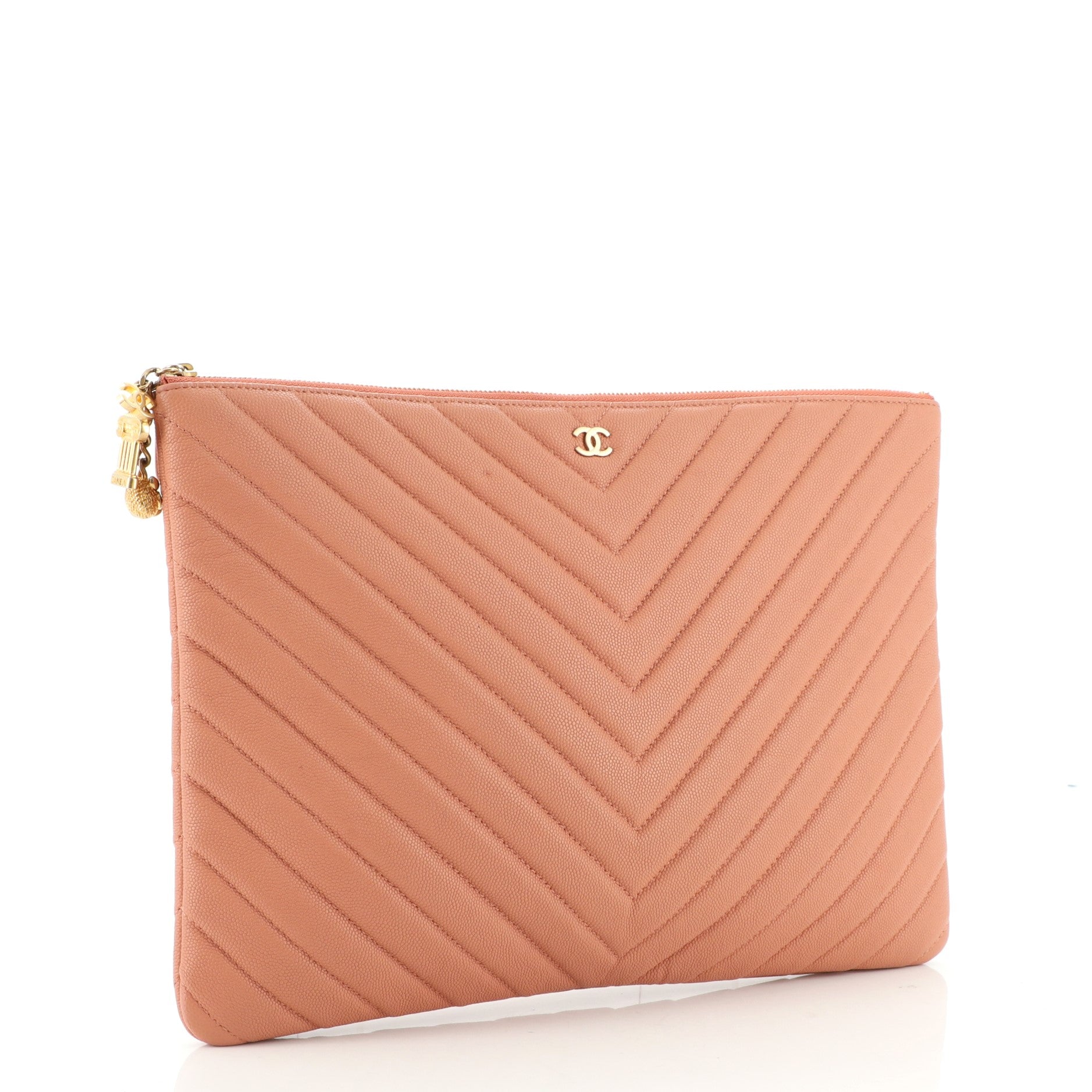 Paris-Athens O Case Clutch Chevron Caviar Large