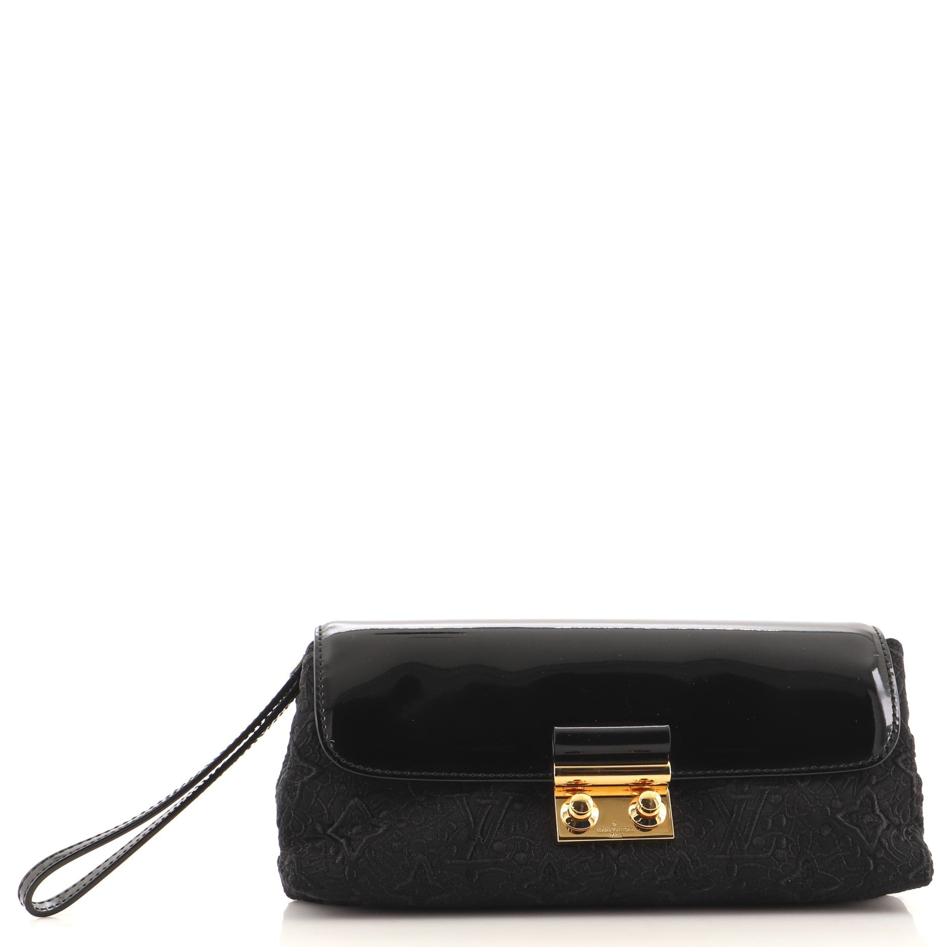 Pochette Dentelle Clutch Embroidered Satin with Vernis